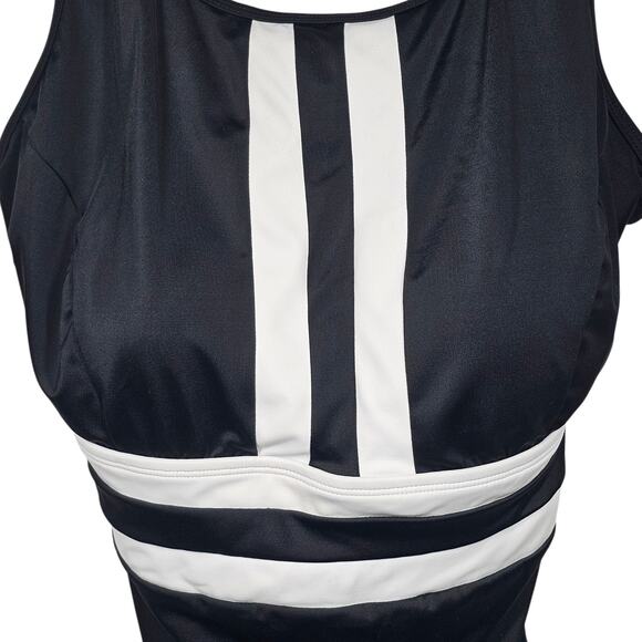 Longitude Black White Colorblock High Neck Long Torso One Piece Swimsuit - Picture 3 of 11
